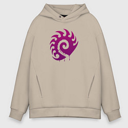 Толстовка оверсайз мужская Zerg logo Purple, цвет: миндальный
