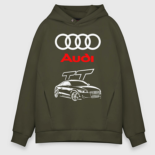 Мужское худи оверсайз AUDI TT АУДИ ТТ СПОРТ / Хаки – фото 1