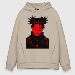 Толстовка оверсайз мужская Кровь Чосо Магическая Битва, цвет: миндальный