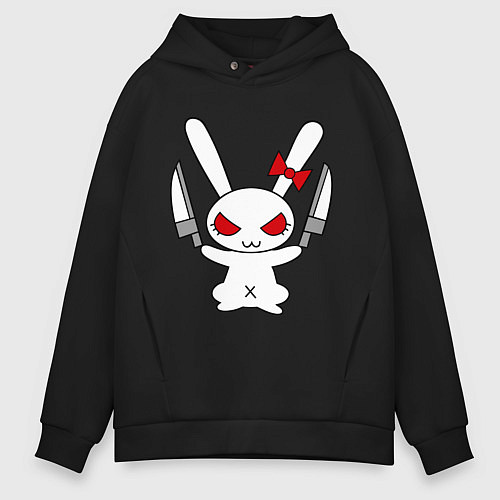 Мужское худи оверсайз Зайка с ножами / Черный – фото 1