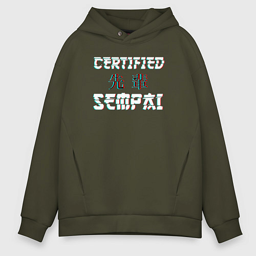 Мужское худи оверсайз Certified sempai / Хаки – фото 1