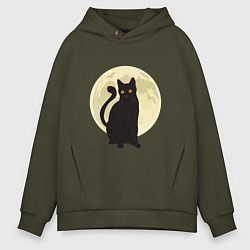 Толстовка оверсайз мужская Moon Cat, цвет: хаки