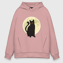 Толстовка оверсайз мужская Moon Cat, цвет: пыльно-розовый