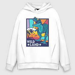 Толстовка оверсайз мужская WILD LAND ДИНОЗАВР T-REX, цвет: белый