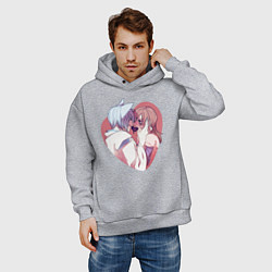 Толстовка оверсайз мужская Tomoe and Nanami KIss, цвет: меланж — фото 2