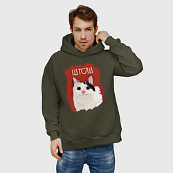 Толстовка оверсайз мужская Котик ШТОШ, цвет: хаки — фото 2