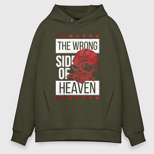 Мужское худи оверсайз The wrong side of hell / Хаки – фото 1