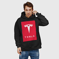 Толстовка оверсайз мужская TESLA MOTORS ТЕСЛА, цвет: черный — фото 2