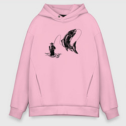 Толстовка оверсайз мужская Рыбак и рыбка, цвет: светло-розовый