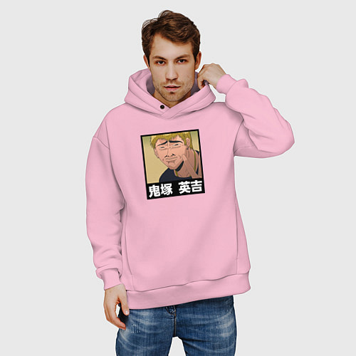 Мужское худи оверсайз Onizuka face / Светло-розовый – фото 3