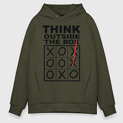 Толстовка оверсайз мужская THINK OUTSIDE THE BOX, цвет: хаки