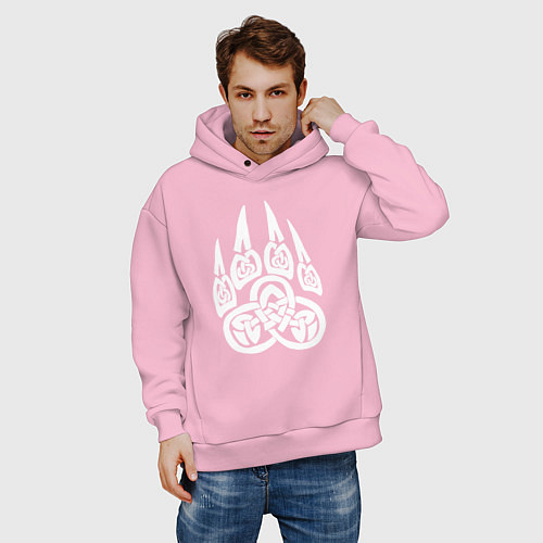 Мужское худи оверсайз Символ Велеса Медвежья лапа / Светло-розовый – фото 3