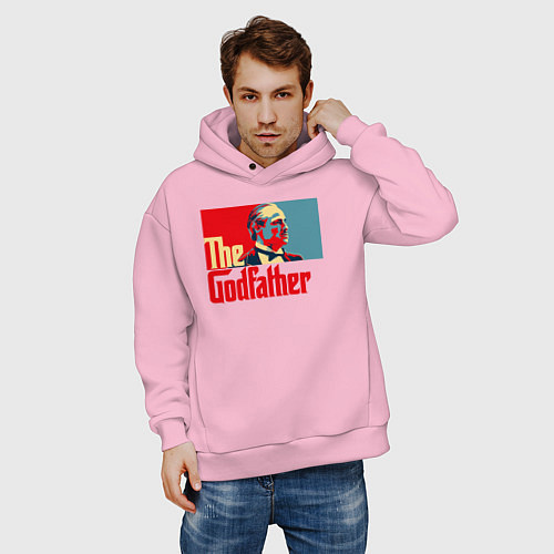 Мужское худи оверсайз Godfather logo / Светло-розовый – фото 3