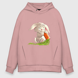 Толстовка оверсайз мужская Солнышко с морковкой, цвет: пыльно-розовый