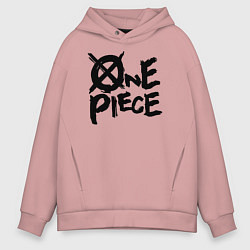 Толстовка оверсайз мужская One Piece Большой куш лого, цвет: пыльно-розовый