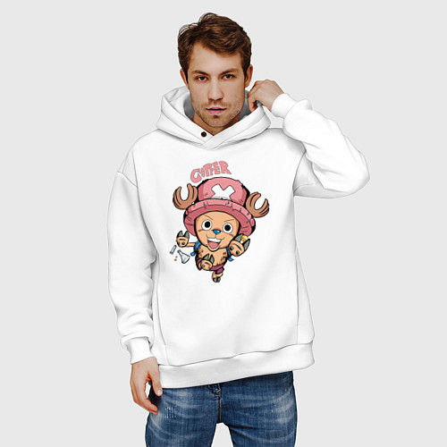 Мужское худи оверсайз Тони Тони Чоппер One Piece / Белый – фото 3