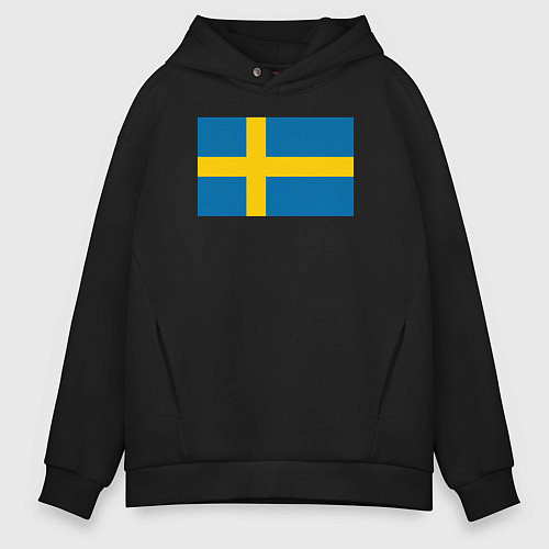 Мужское худи оверсайз Швеция Флаг Швеции / Черный – фото 1