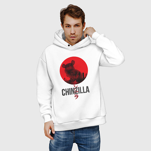 Мужское худи оверсайз Chinzilla black / Белый – фото 3