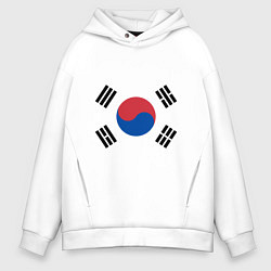 Толстовка оверсайз мужская Корея Корейский флаг, цвет: белый