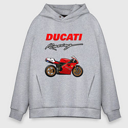 Толстовка оверсайз мужская DUCATI ДУКАТИ MOTOSPORT, цвет: меланж