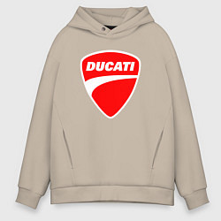 Толстовка оверсайз мужская DUCATI ДУКАТИ ЭМБЛЕМА, цвет: миндальный