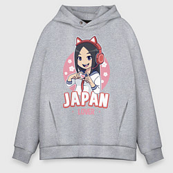 Толстовка оверсайз мужская Japan lover anime girl, цвет: меланж