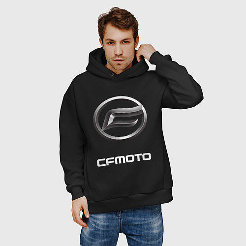 Мужское худи оверсайз CFmoto СФ мото ЛОГОТИП / Черный – фото 3