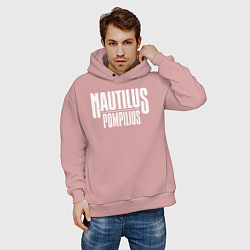Толстовка оверсайз мужская Nautilus Pompilius логотип, цвет: пыльно-розовый — фото 2