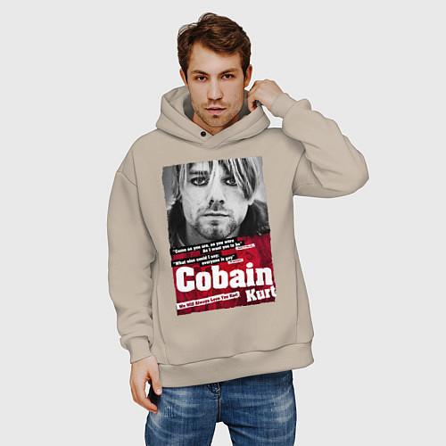 Мужское худи оверсайз Kurt Cobain / Миндальный – фото 3