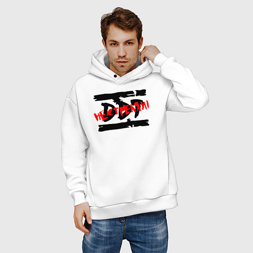 Мужское худи оверсайз DDT НЕ СТРЕЛЯЙ! / Белый – фото 3