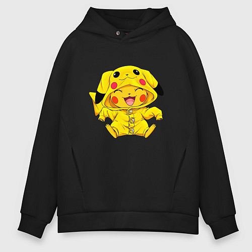 Мужское худи оверсайз Милый пикачу / Черный – фото 1