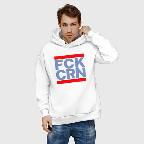 Мужское худи оверсайз FCK CRN / Белый – фото 3