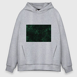 Толстовка оверсайз мужская Темно-зеленый мраморный узор, цвет: меланж