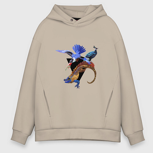 Мужское худи оверсайз Экзотика джунглей / Миндальный – фото 1