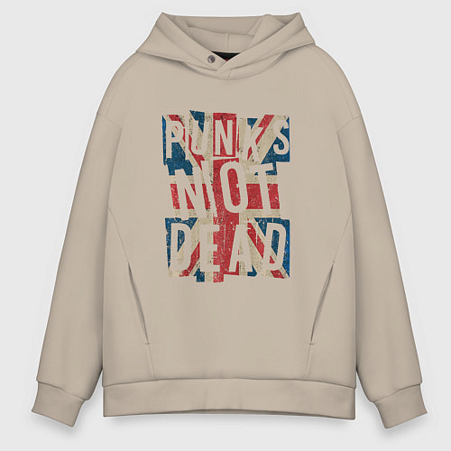 Мужское худи оверсайз Punks not dead / Миндальный – фото 1