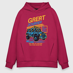 Толстовка оверсайз мужская Авто внедорожник, цвет: маджента