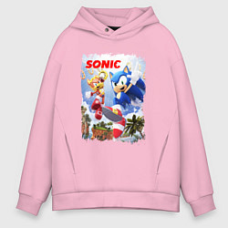 Толстовка оверсайз мужская SONIC СОНИК Z, цвет: светло-розовый