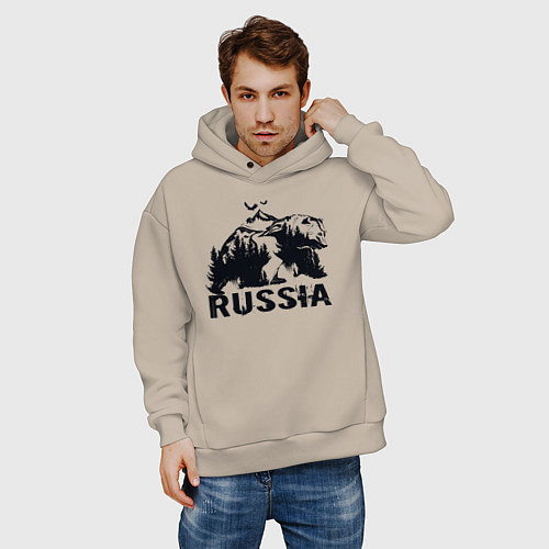 Мужское худи оверсайз Russian bear / Миндальный – фото 3