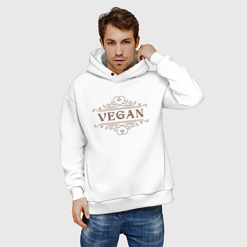 Мужское худи оверсайз Веган - Vegan / Белый – фото 3