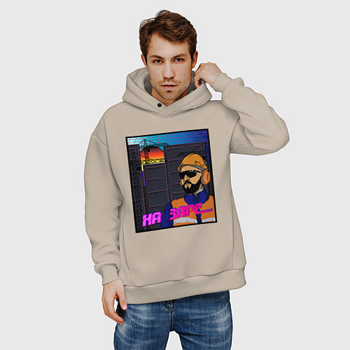 Мужское худи оверсайз Альянс - На заре / Миндальный – фото 3