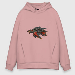 Толстовка оверсайз мужская Вулканическая черепаха, цвет: пыльно-розовый