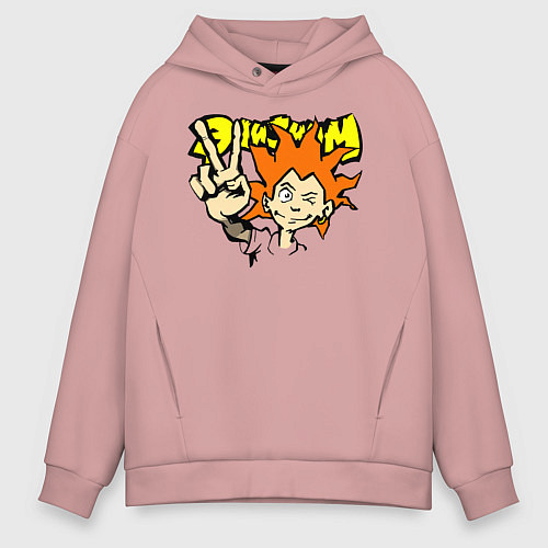 Мужское худи оверсайз Элизиум рыжий / Пыльно-розовый – фото 1