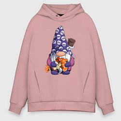 Толстовка оверсайз мужская Гном с мухомором, цвет: пыльно-розовый