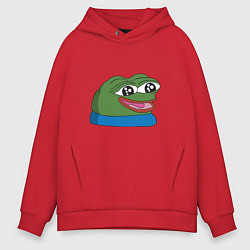 Толстовка оверсайз мужская Pepe happy Пепе хеппи, цвет: красный