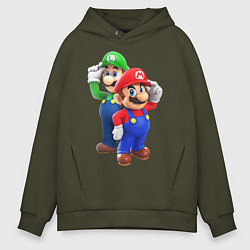 Толстовка оверсайз мужская Mario Bros, цвет: хаки