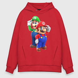 Толстовка оверсайз мужская Mario Bros, цвет: красный