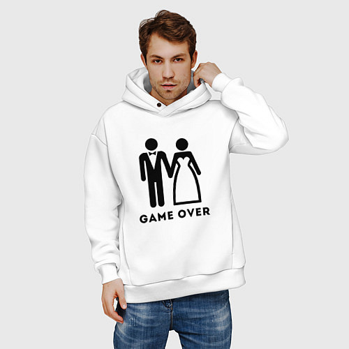 Мужское худи оверсайз GAME OVER МОЛОДОЖЕНЫ / Белый – фото 3