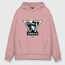 Толстовка оверсайз мужская SPACE X CREW-2, цвет: пыльно-розовый