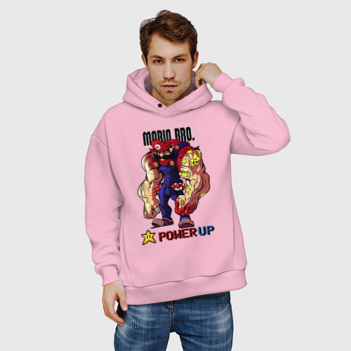 Мужское худи оверсайз Big Mario / Светло-розовый – фото 3