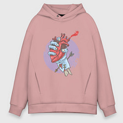 Толстовка оверсайз мужская Zombie Heart, цвет: пыльно-розовый